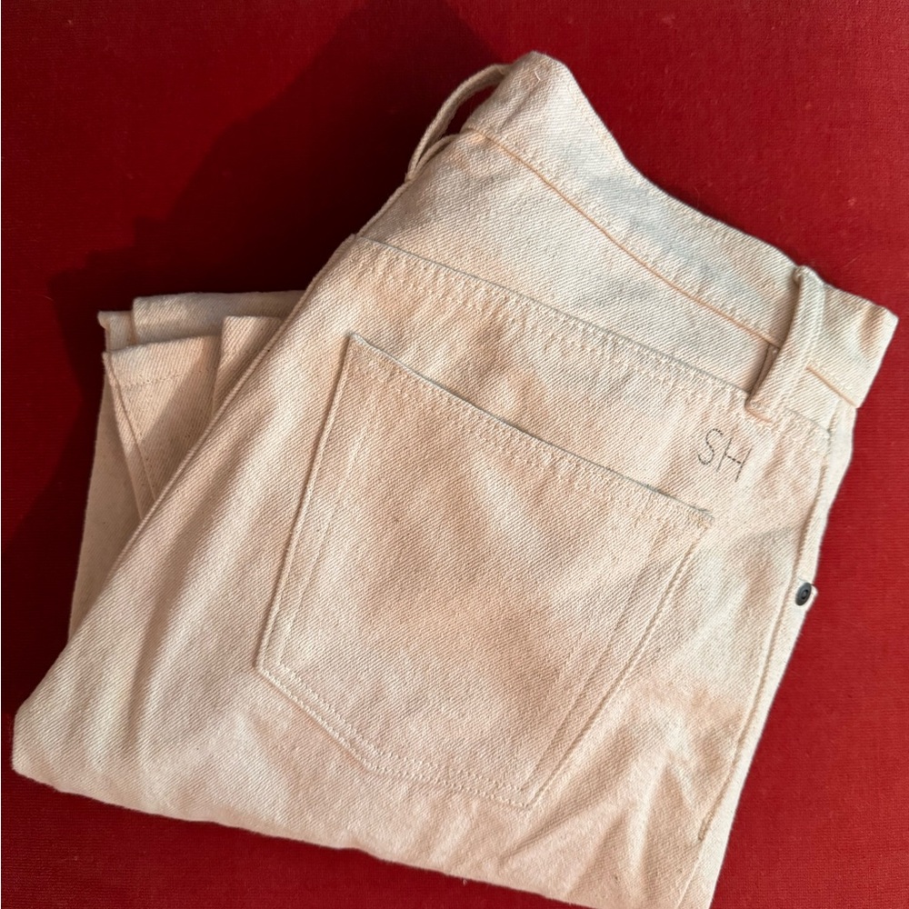 Still Here high/mid rise ivory crop jeans cotton 26